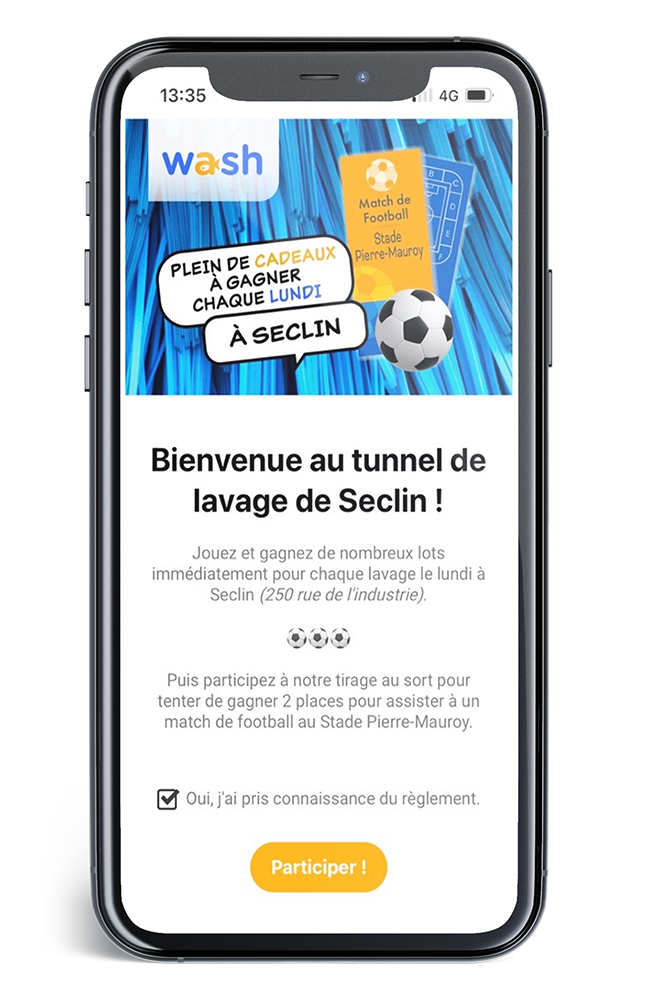 Jeu concours Seclin sur Application Wash